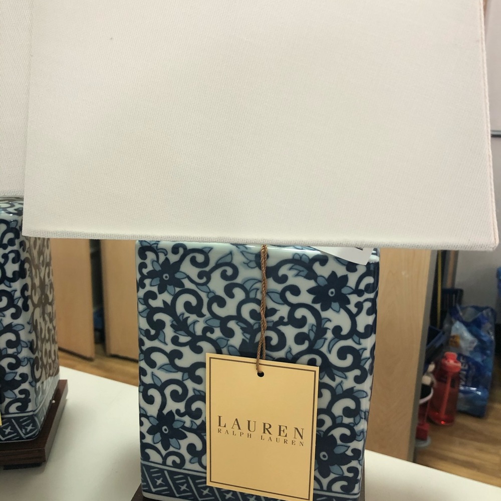 COPY - Ralph Lauren original dark blue and white lamp . 2 available